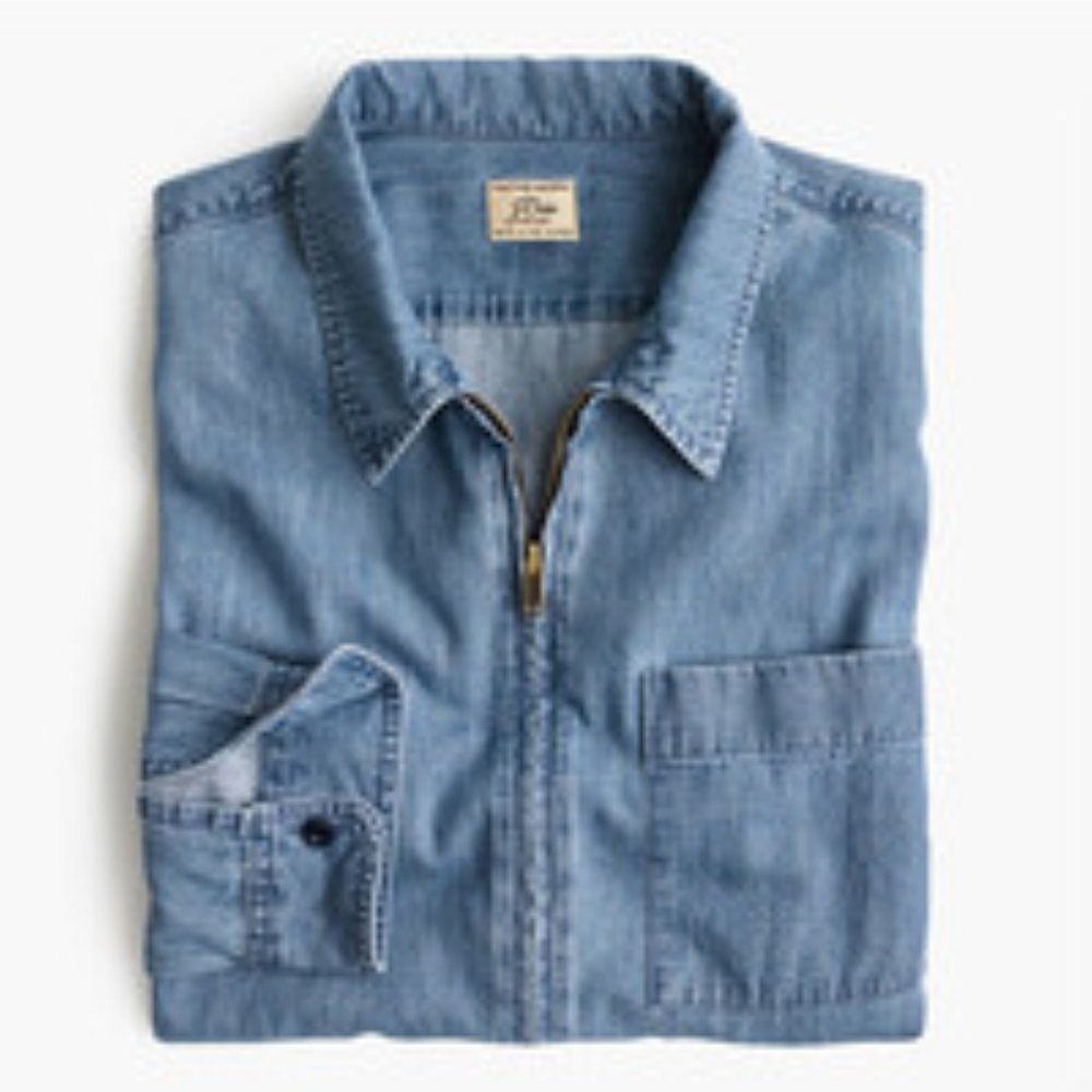 J. Crew Zip-Front Denim Overshirt